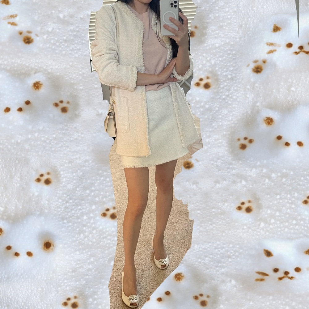 Zara tweed long blazer S
